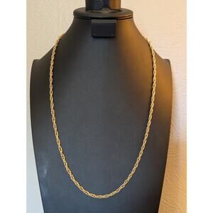 Vintage Signed Monet Textured Gold Tone 28" Necklace